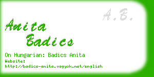 anita badics business card